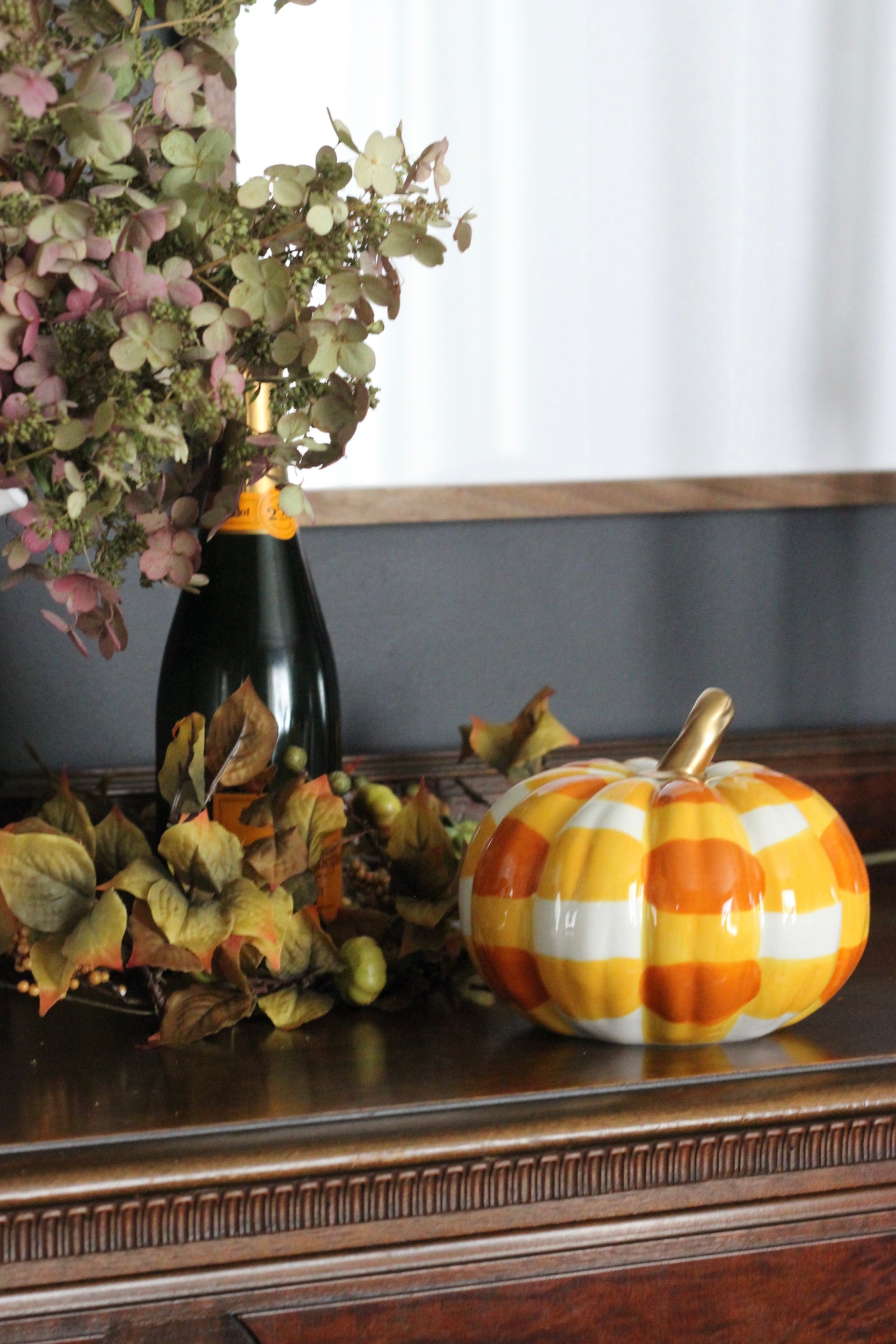 Aiden Pumpkin Décor | White/Orange | 7x5.5