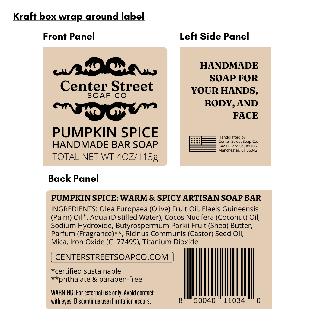 Pumpkin Spice Handmade Bar Soap - 4oz