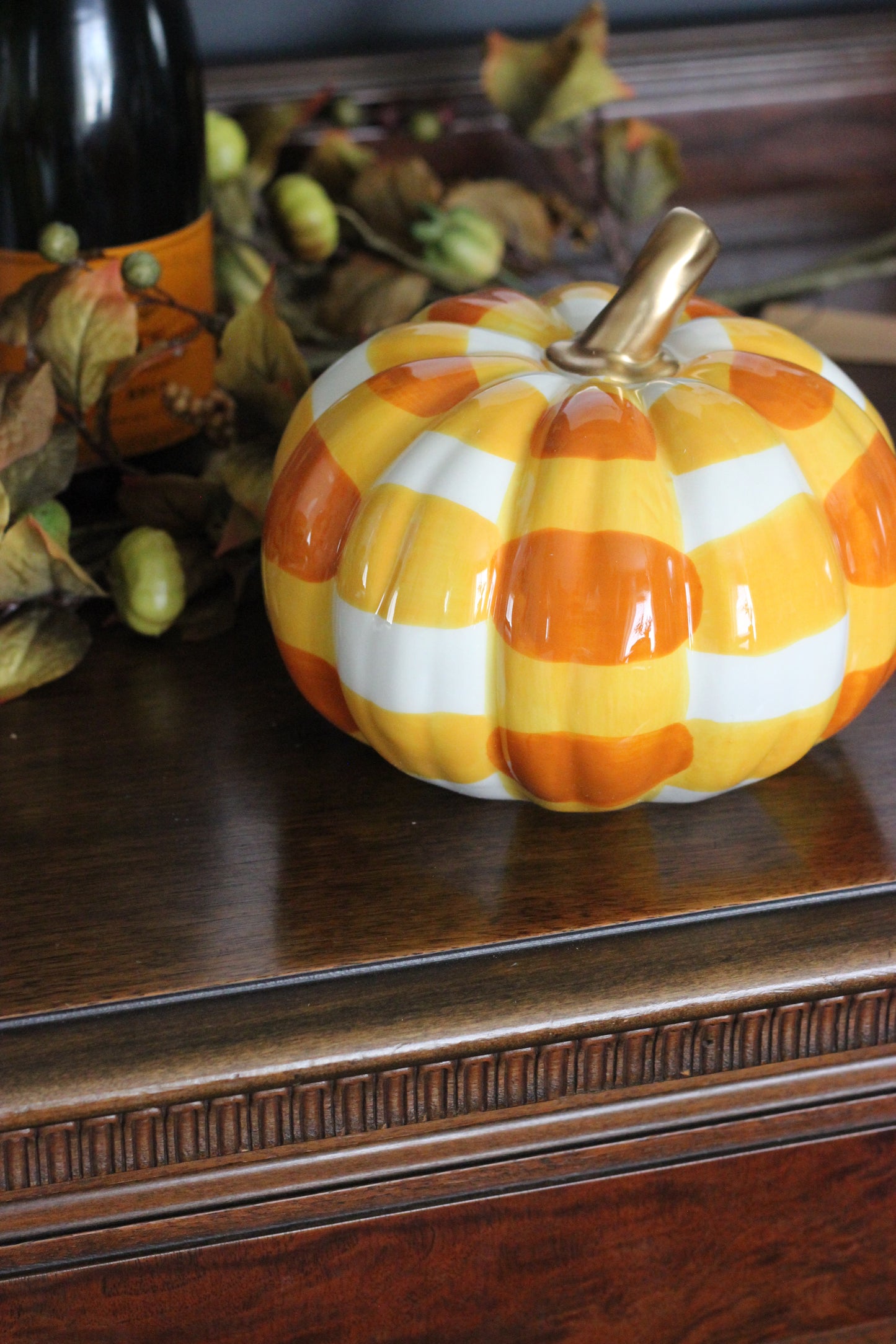Aiden Pumpkin Décor | White/Orange | 7x5.5