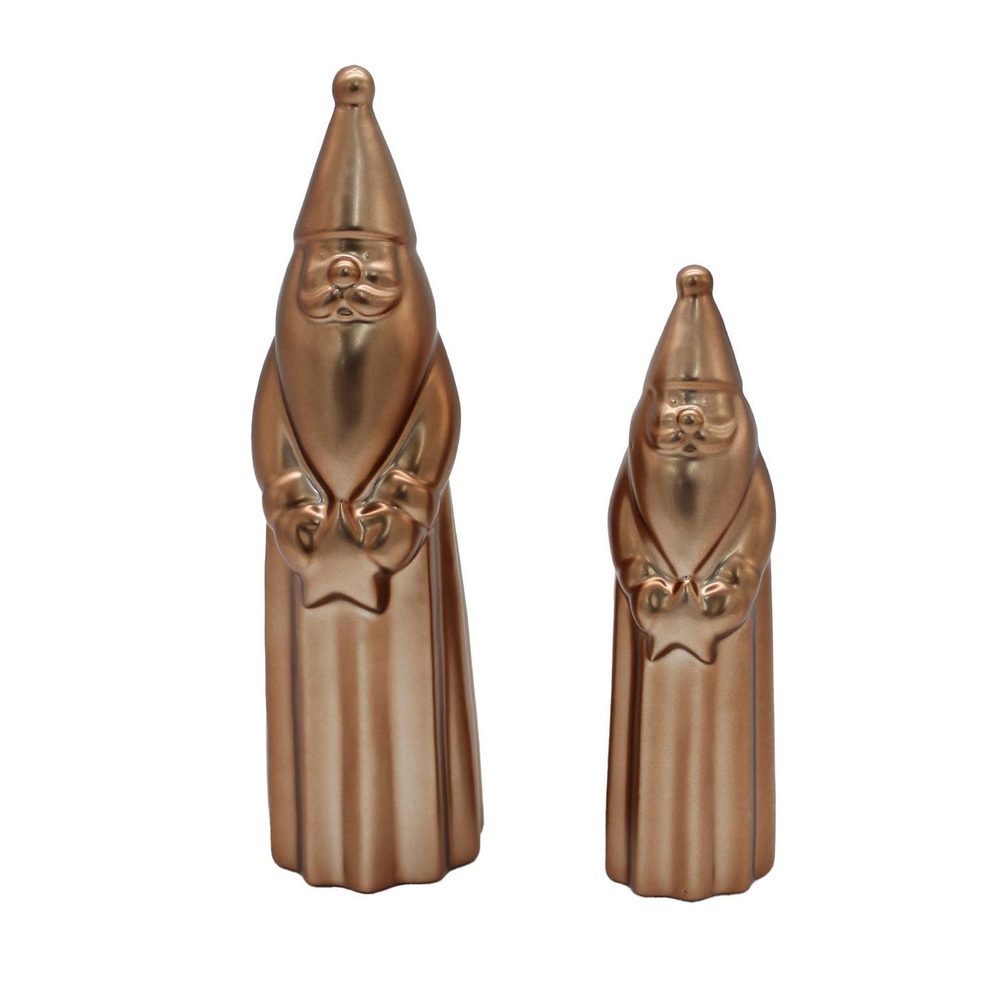 Bronze Porcelain Santa Figurines | Set of 2