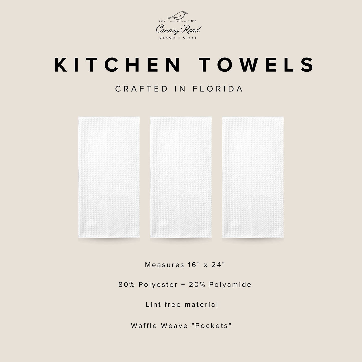 Lemon Plaid Citrus Summer Fruit Market Kitchen Towel Waffle