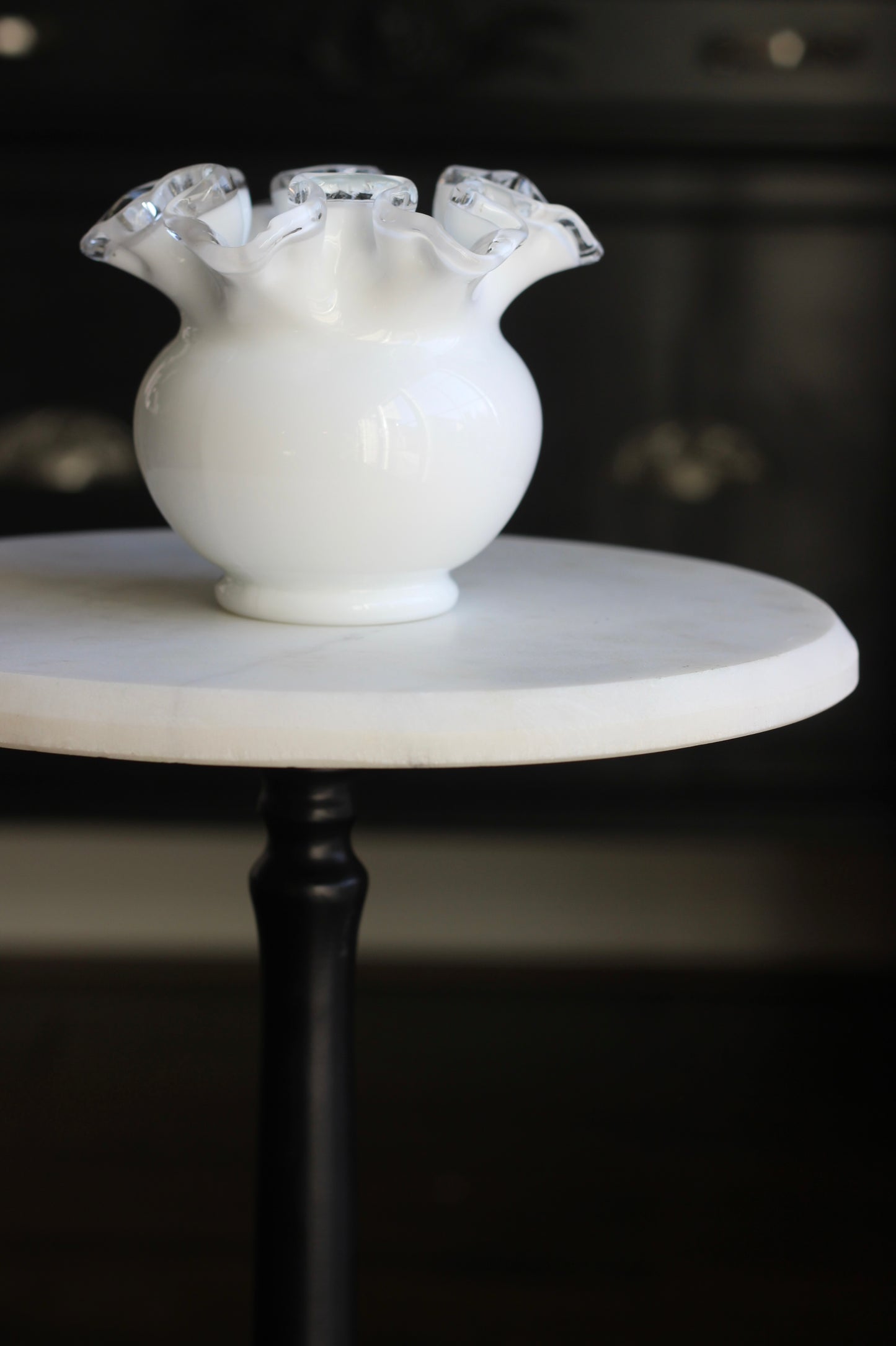 Vintage | Fenton Silver Crest Milk Glass Vase
