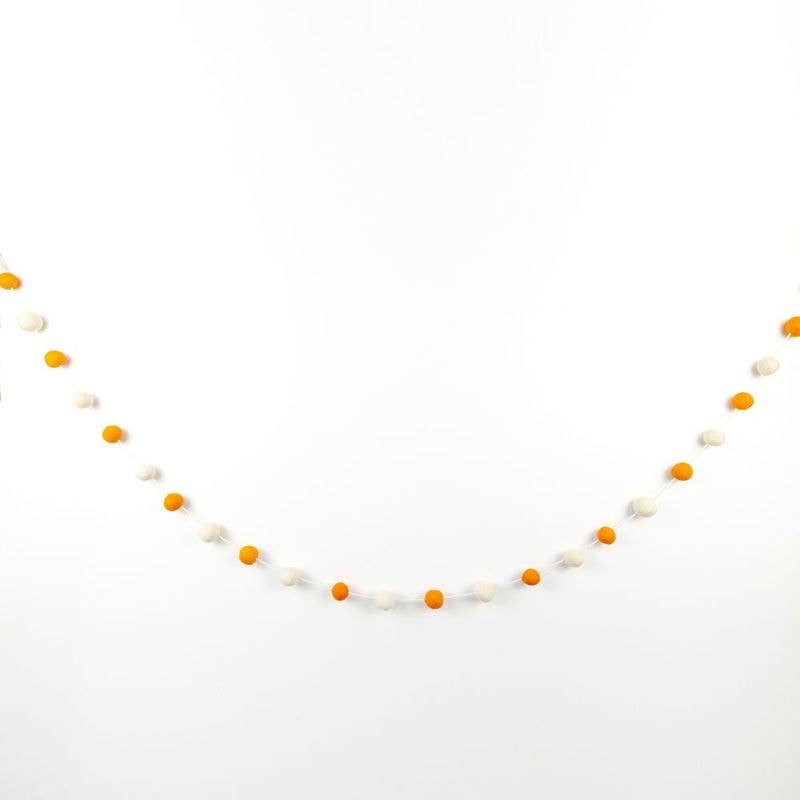 Garland | Orange + White Felt Ball