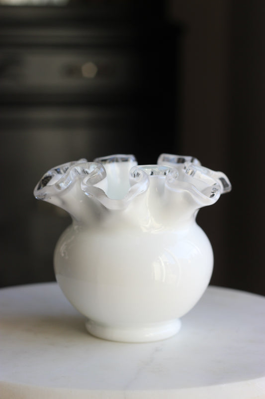 Vintage | Fenton Silver Crest Milk Glass Vase
