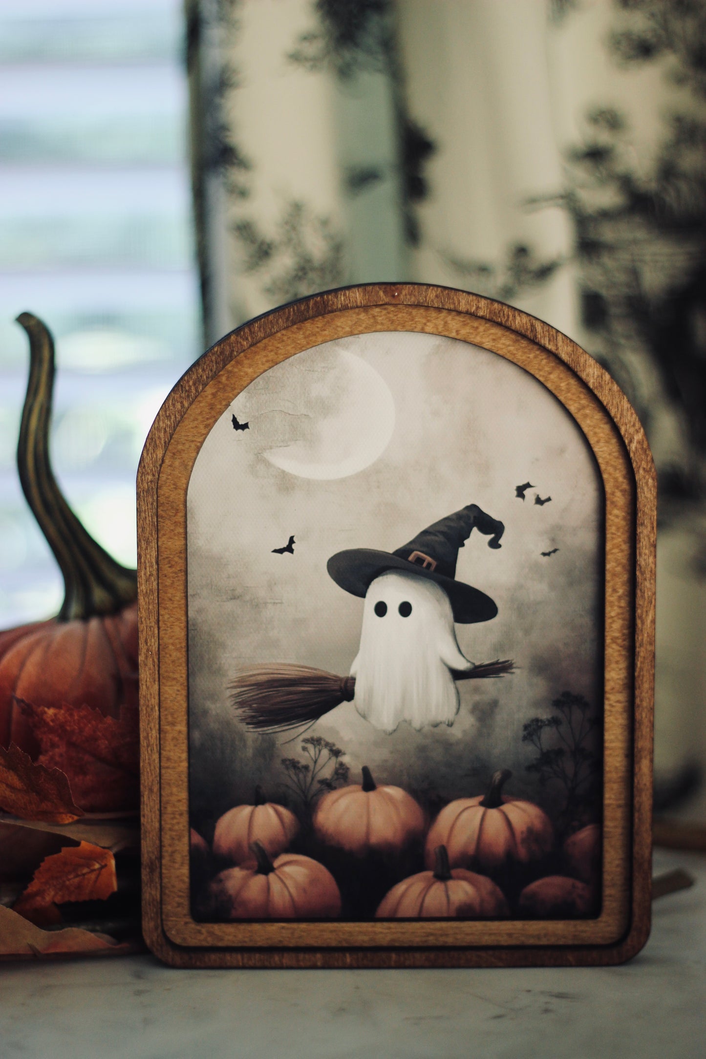 Arch Top Ghostie Witch Framed Art