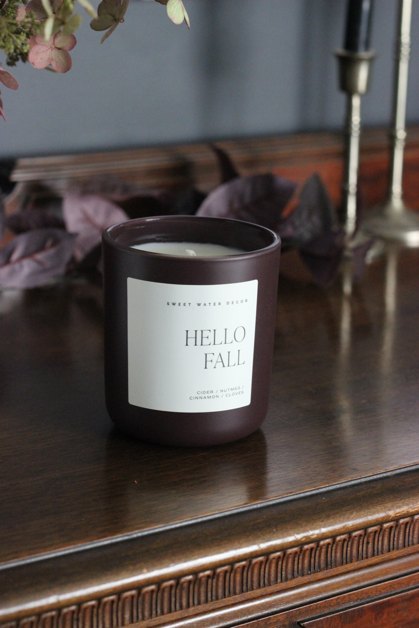 Hello Fall 15 oz Candle | Matte Brown Jar