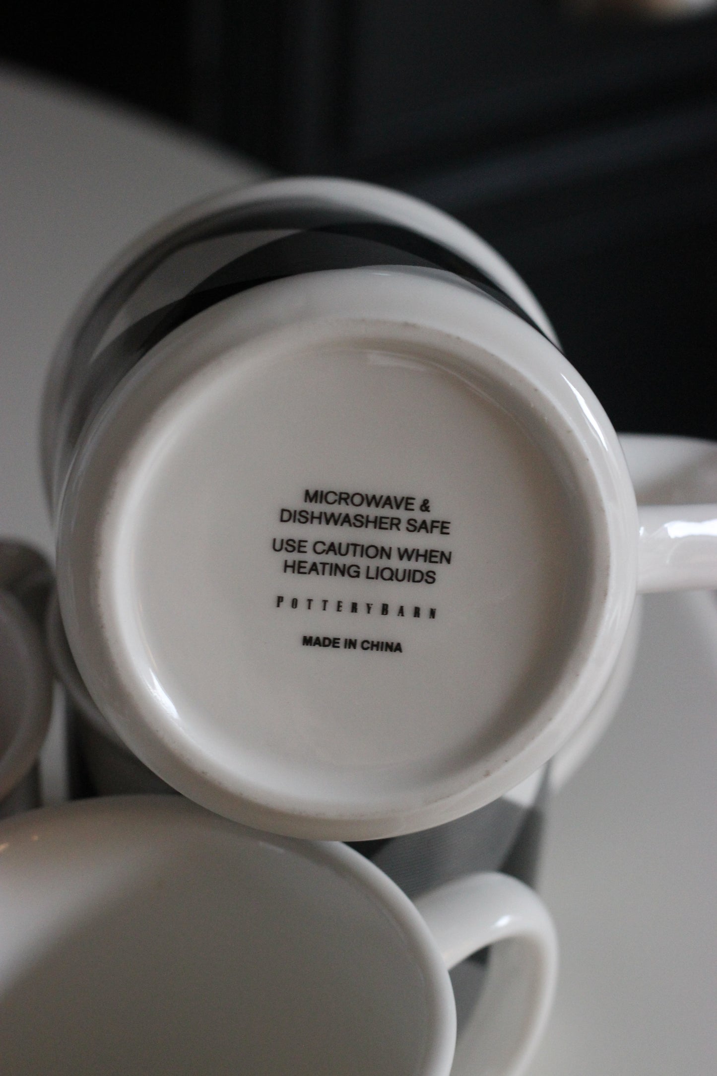 Found | Black + White Plaid Pottery Barn Mugs | Set of 4