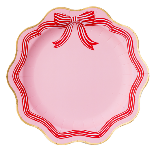 Pink Peppermint Bow Dinner Plates