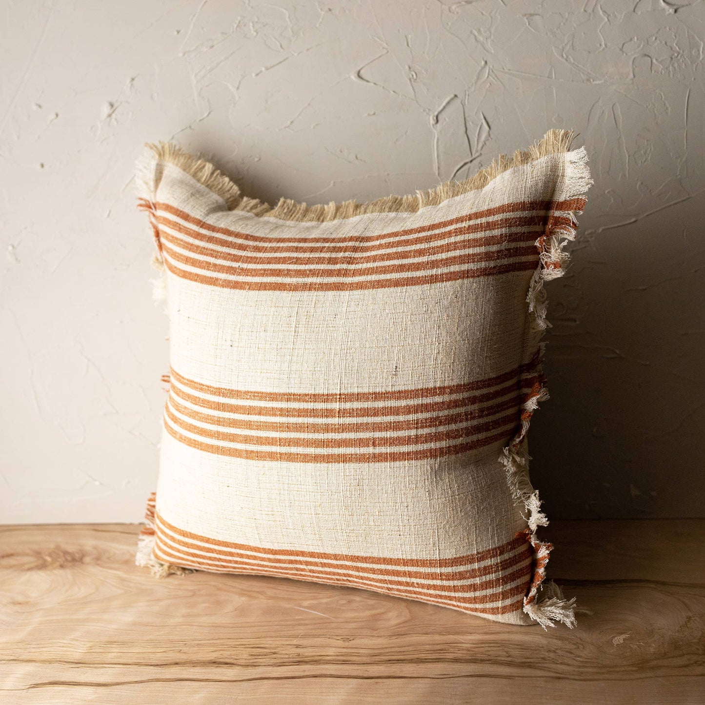 Edaline 18x18 Terracotta Striped Throw Pillow, Fall Decor