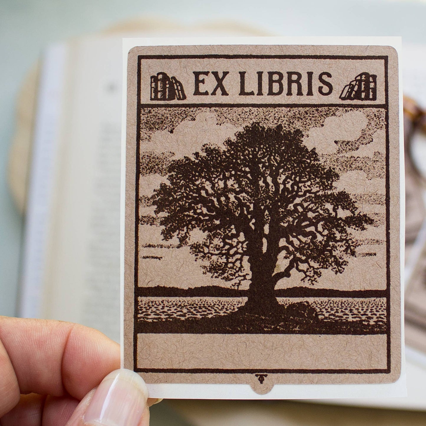 Bookplate Stickers | Sepia Oak