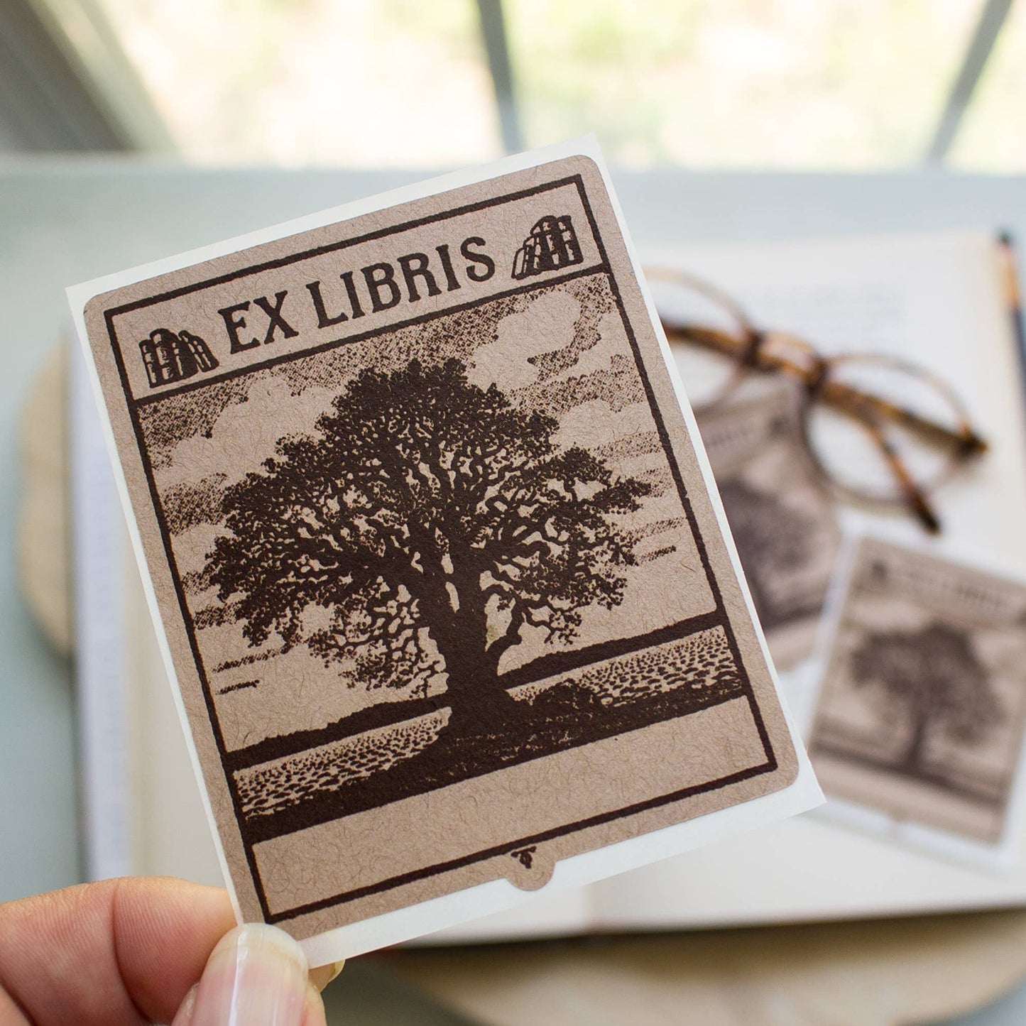 Bookplate Stickers | Sepia Oak