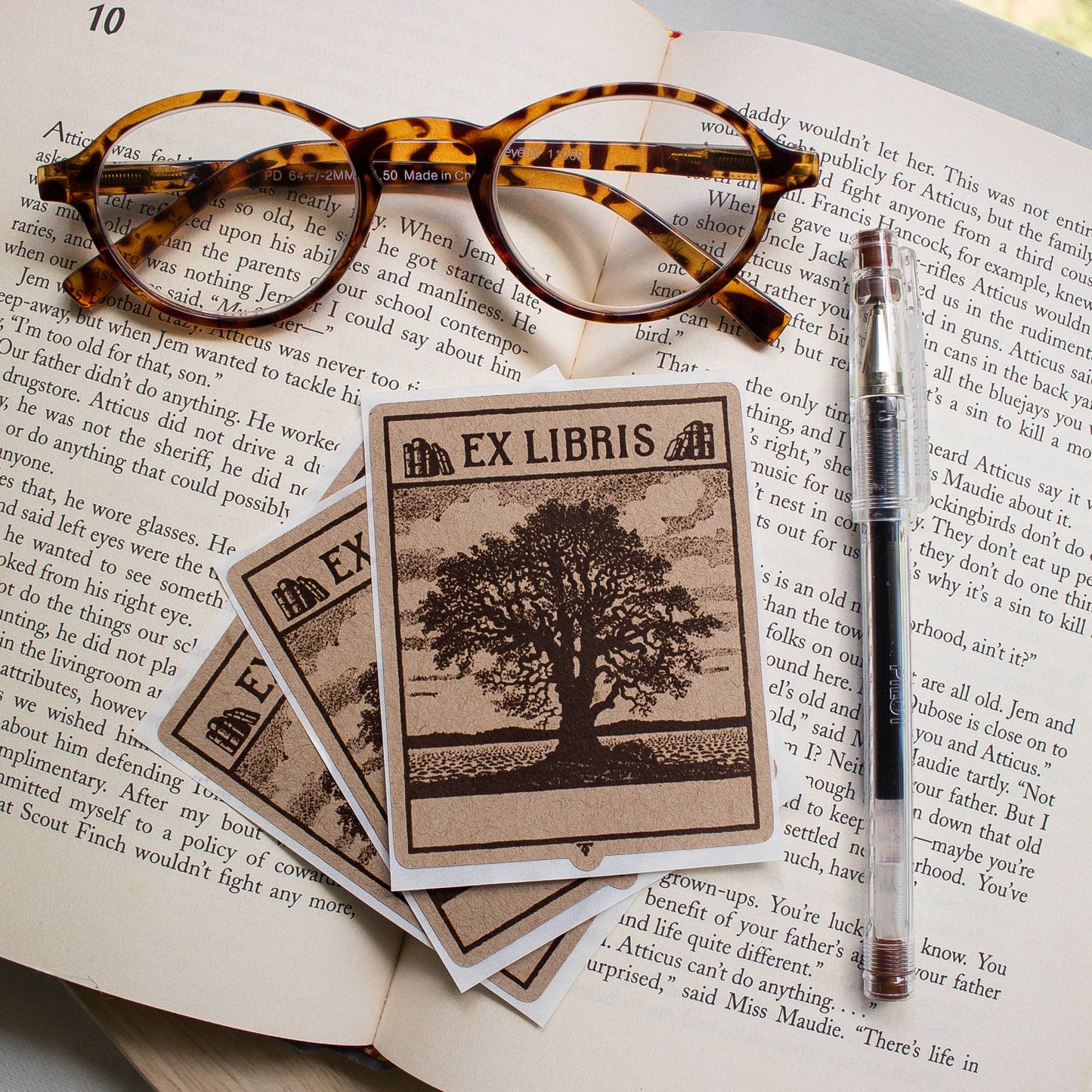 Bookplate Stickers | Sepia Oak
