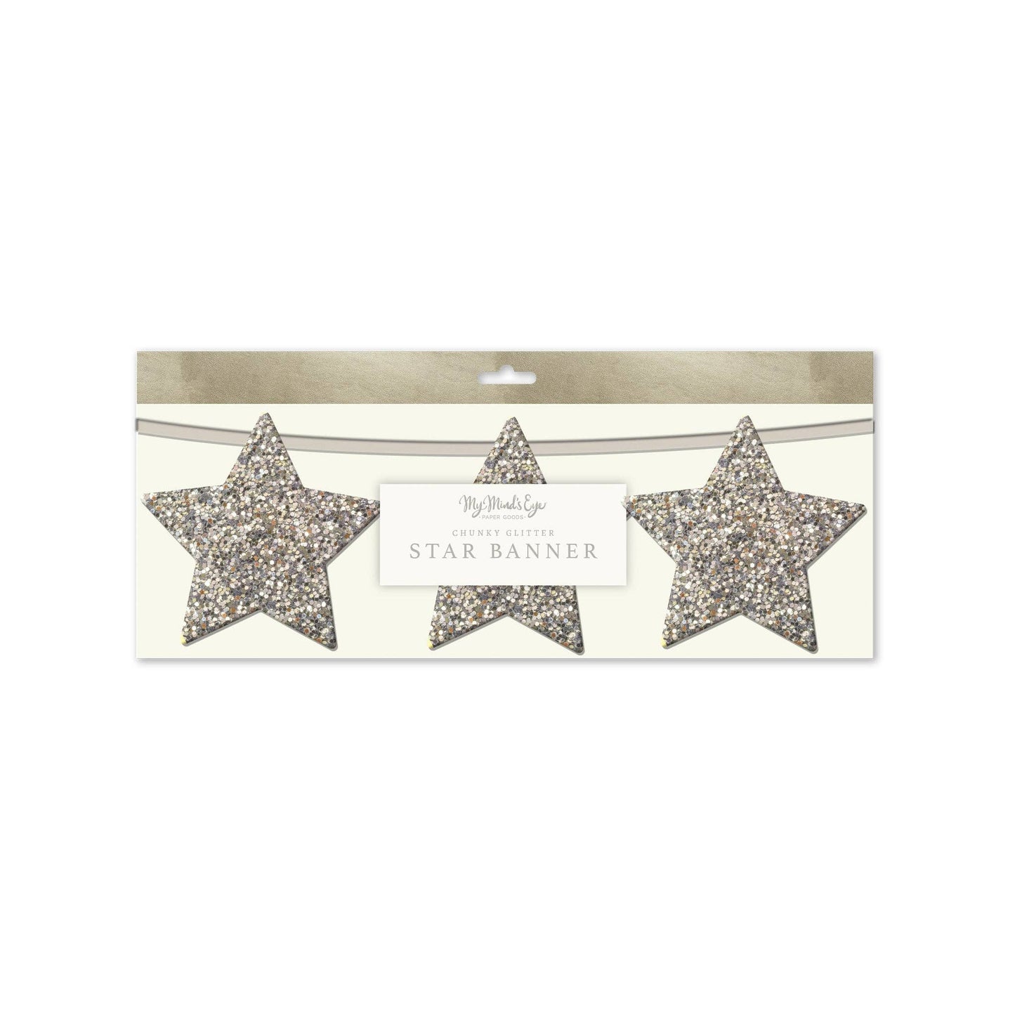 Chunky Silver Glitter Star Banner