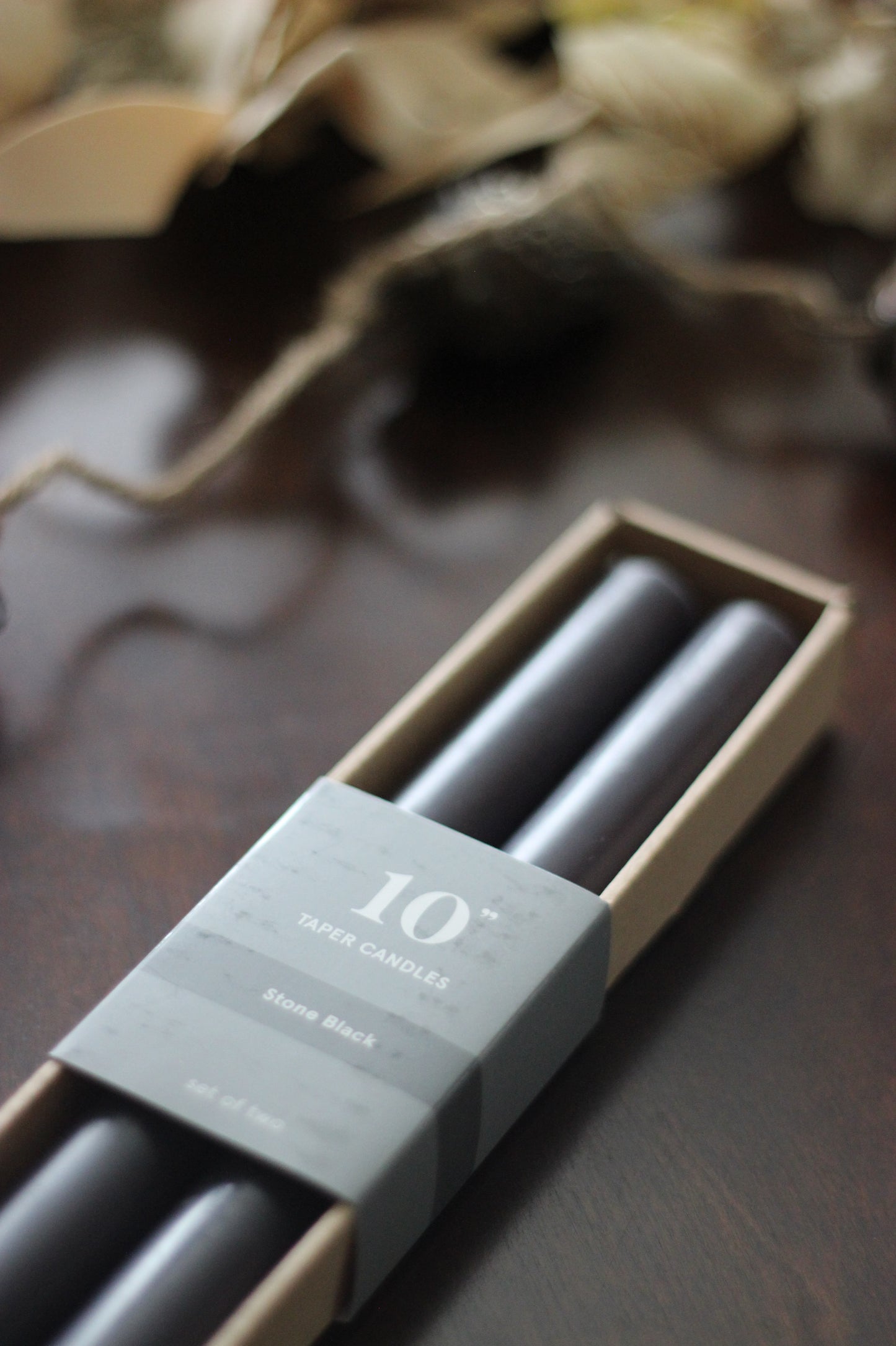 Stone Black Taper Candles | Set of 2