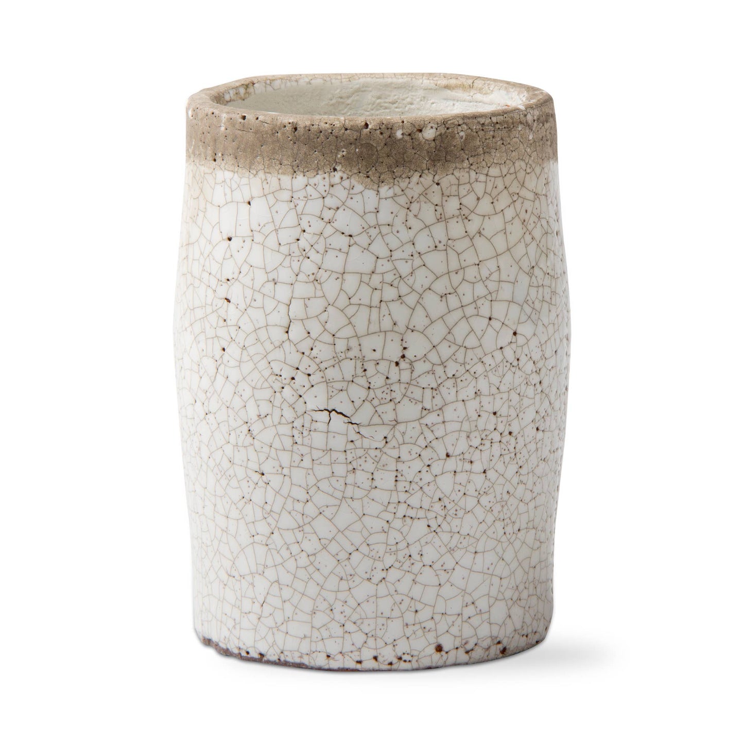 Crackle Glazed Rustic Vase Medium - White