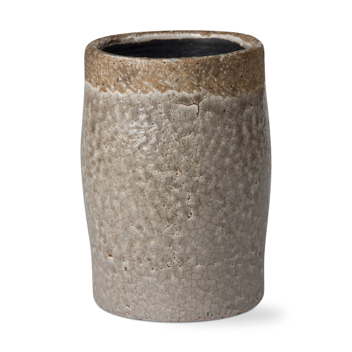 Crackle Glaze Rustic Vase- 8 Inch - Gray