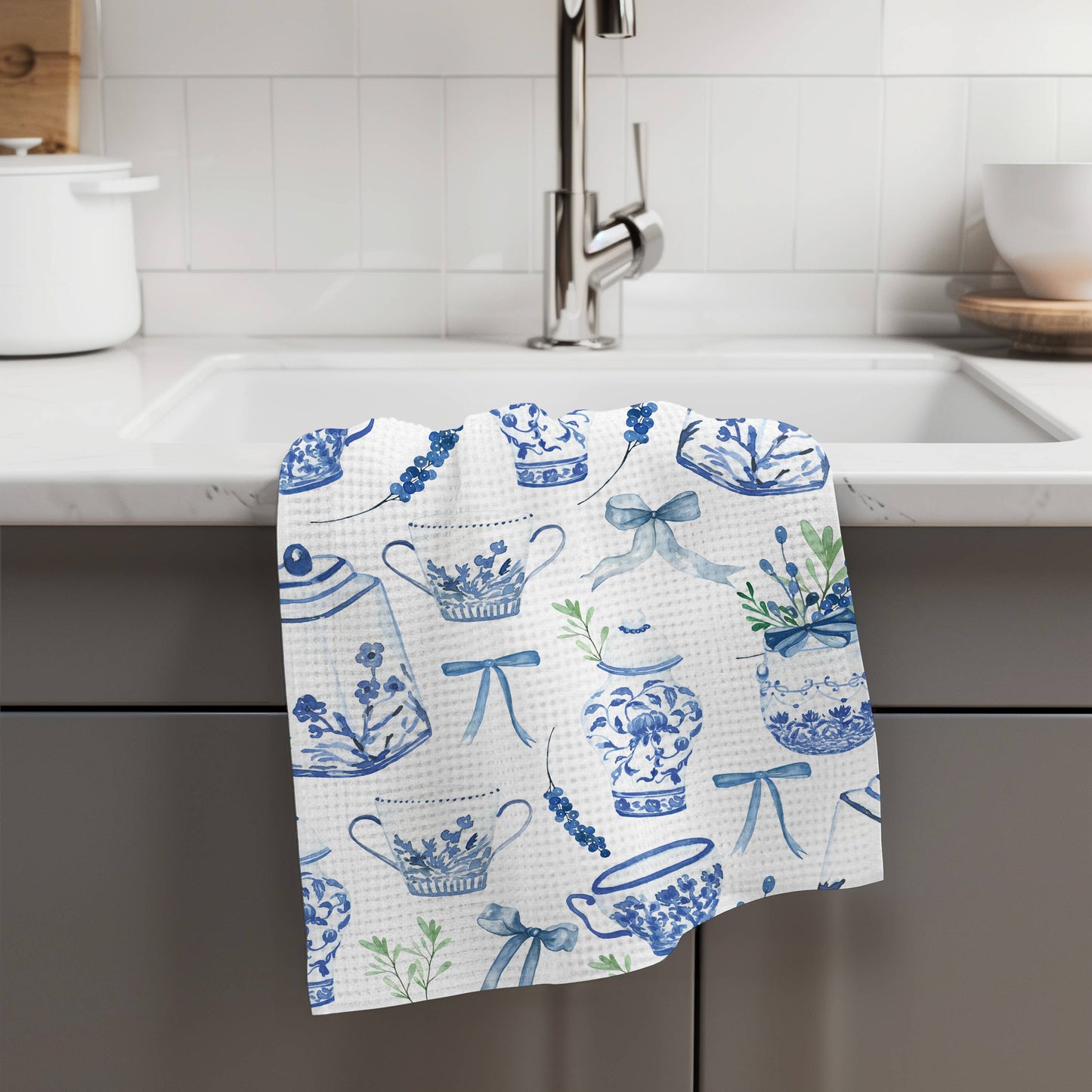 Chinoiserie Floral Kitchen Towel
