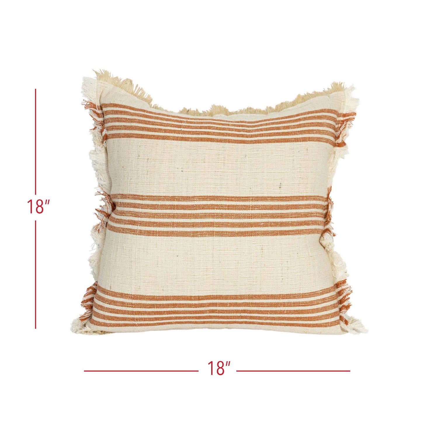 Edaline 18x18 Terracotta Striped Throw Pillow, Fall Decor