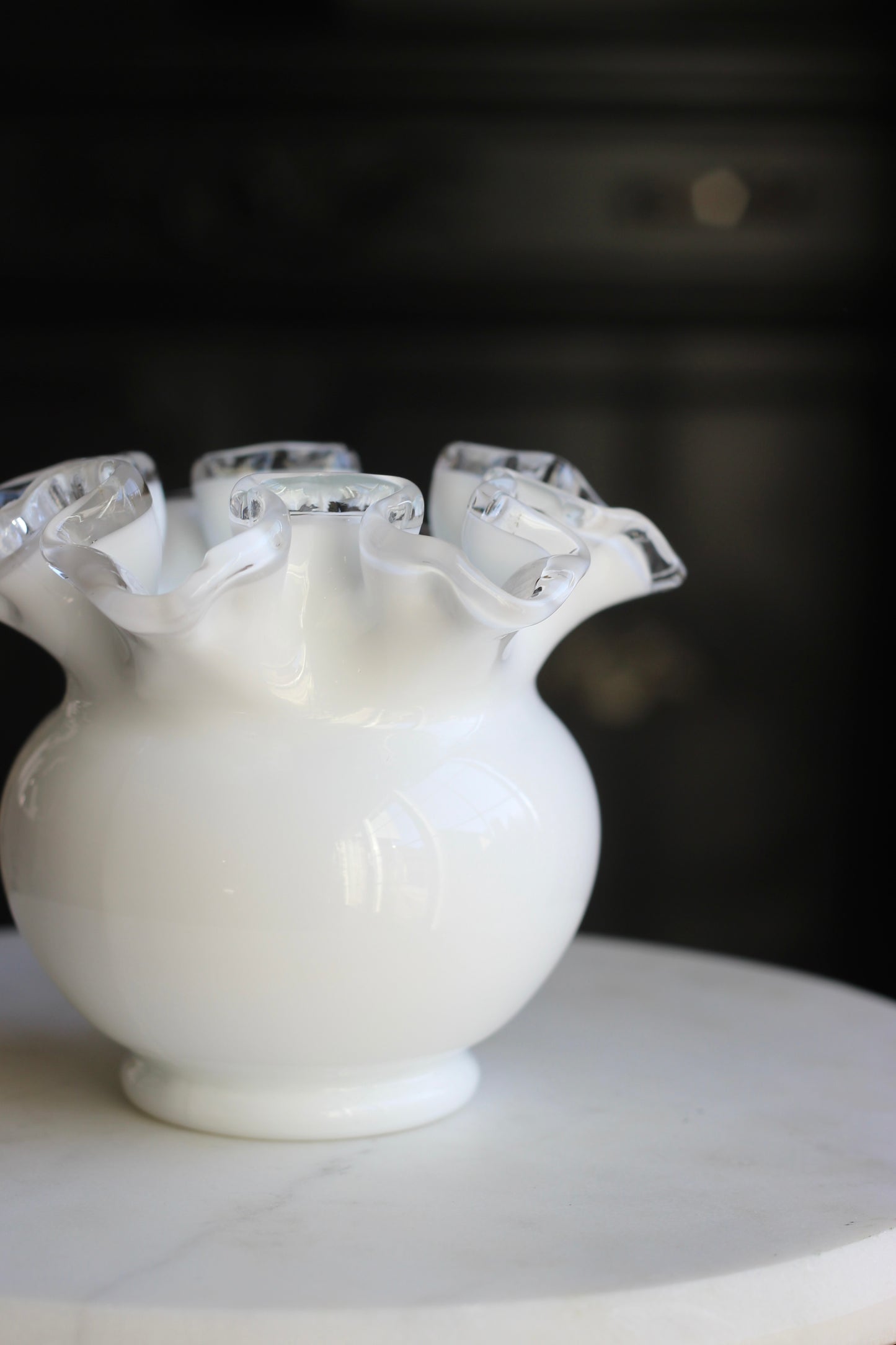 Vintage | Fenton Silver Crest Milk Glass Vase