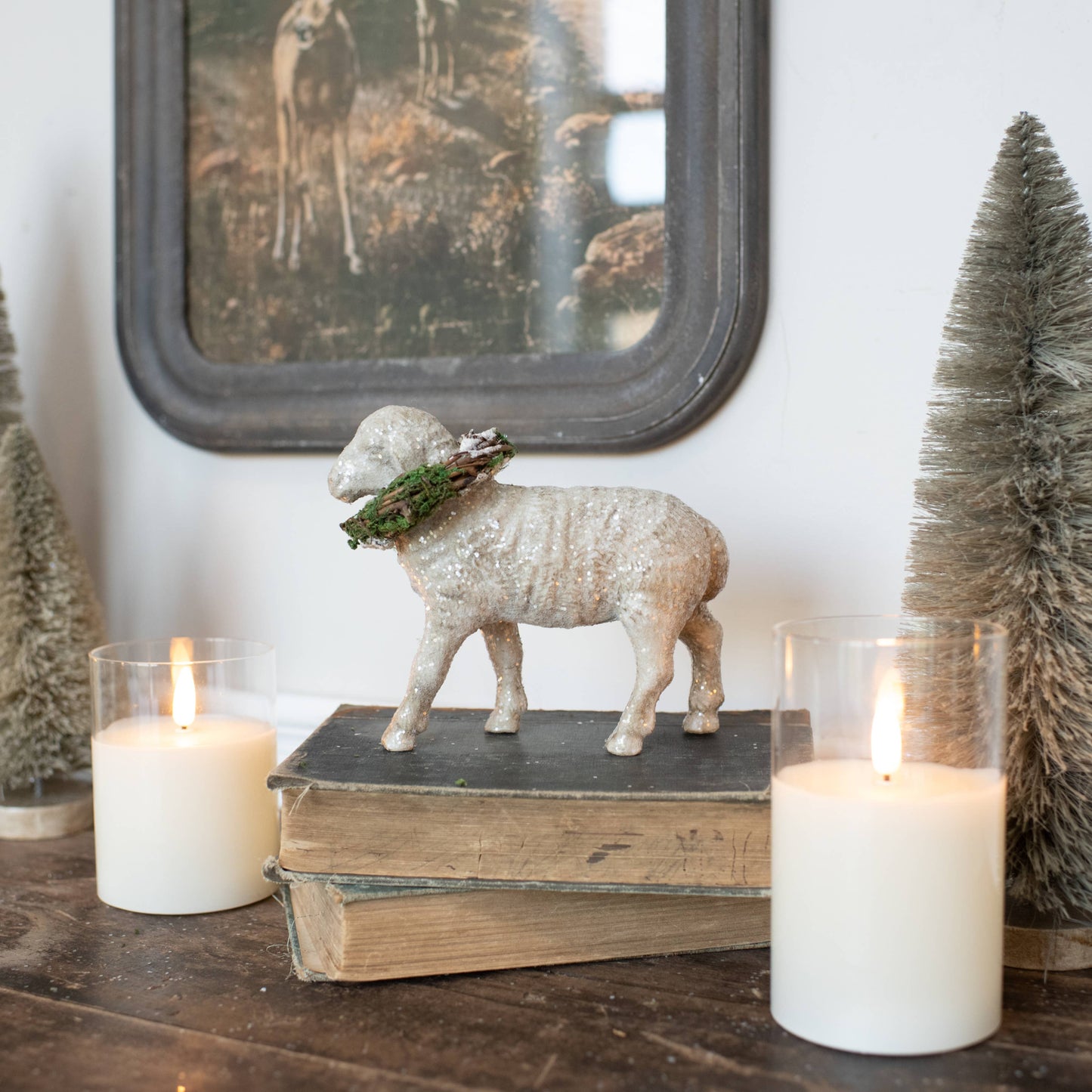 Sheep with Wreath Figure