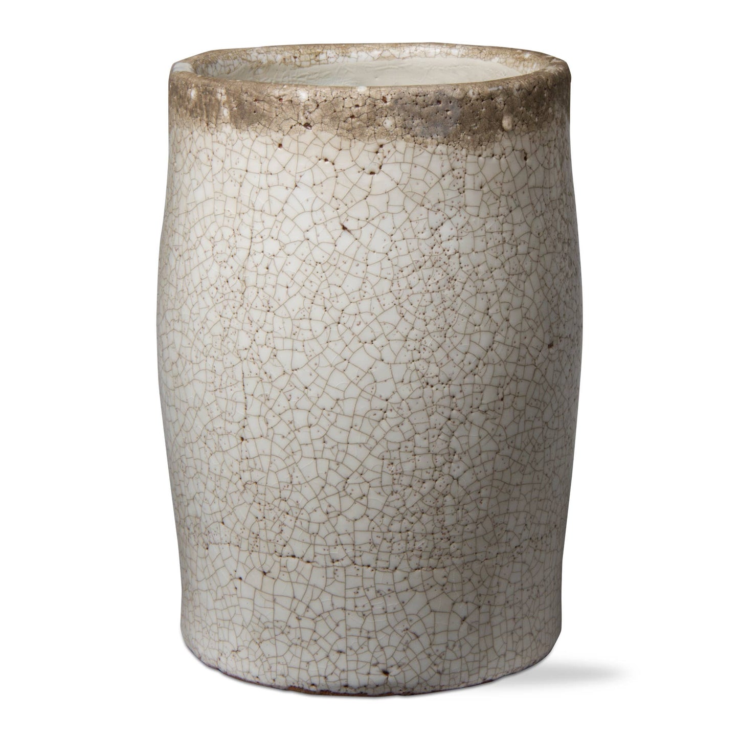 Crackle Glazed Rustic Vase Tall - White