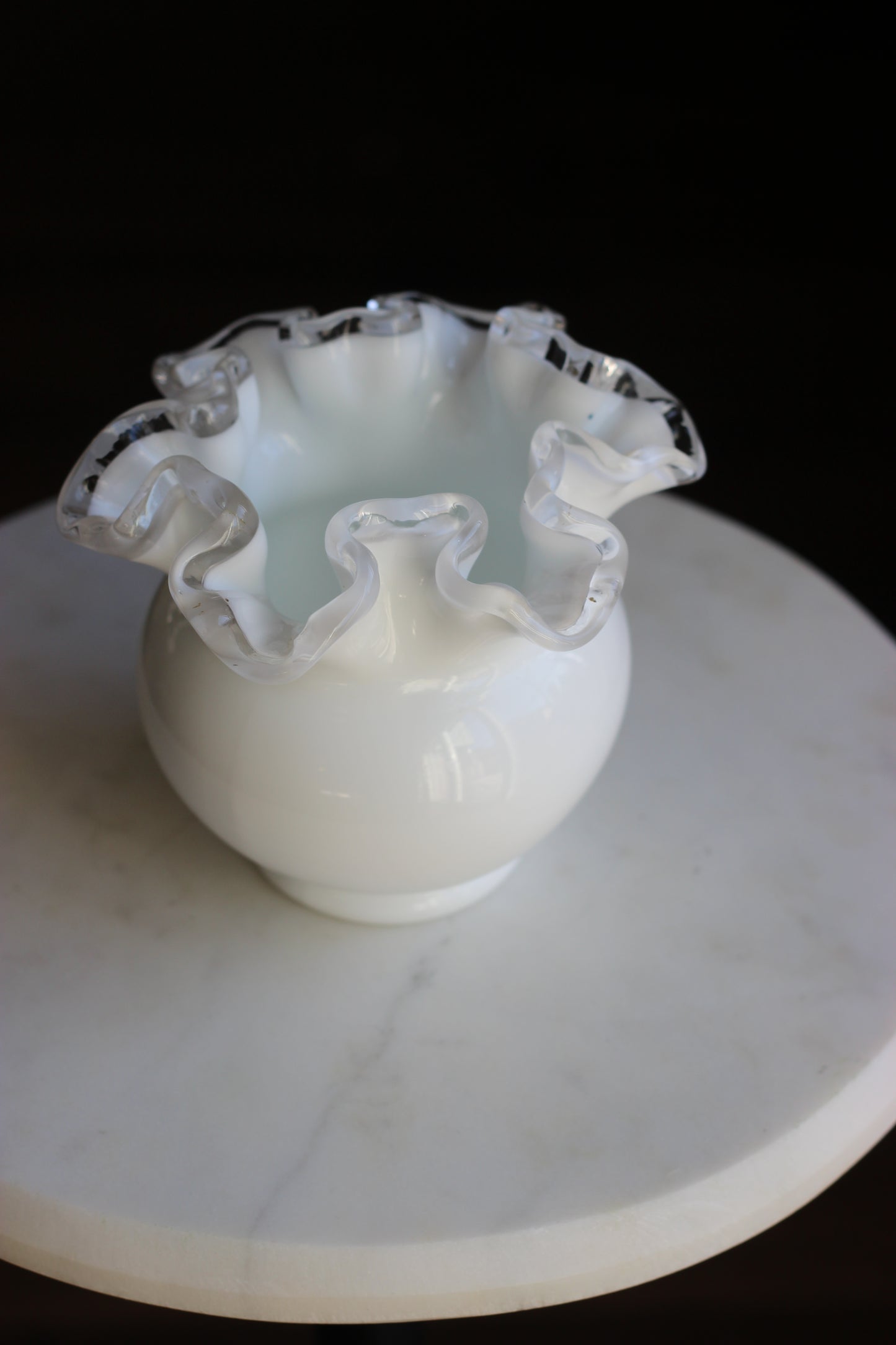 Vintage | Fenton Silver Crest Milk Glass Vase