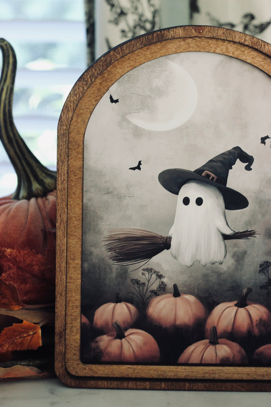 Arch Top Ghostie Witch Framed Art