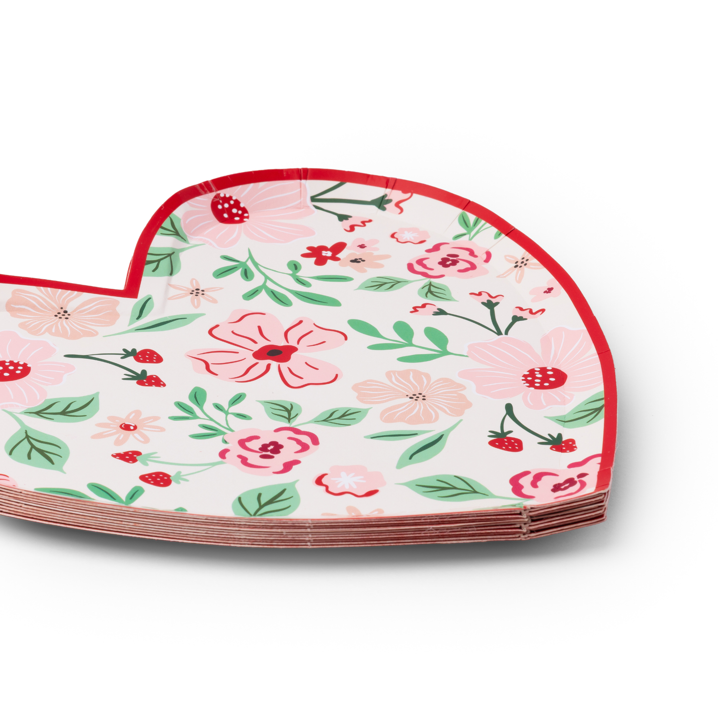 Pink & Red Floral Heart Plates