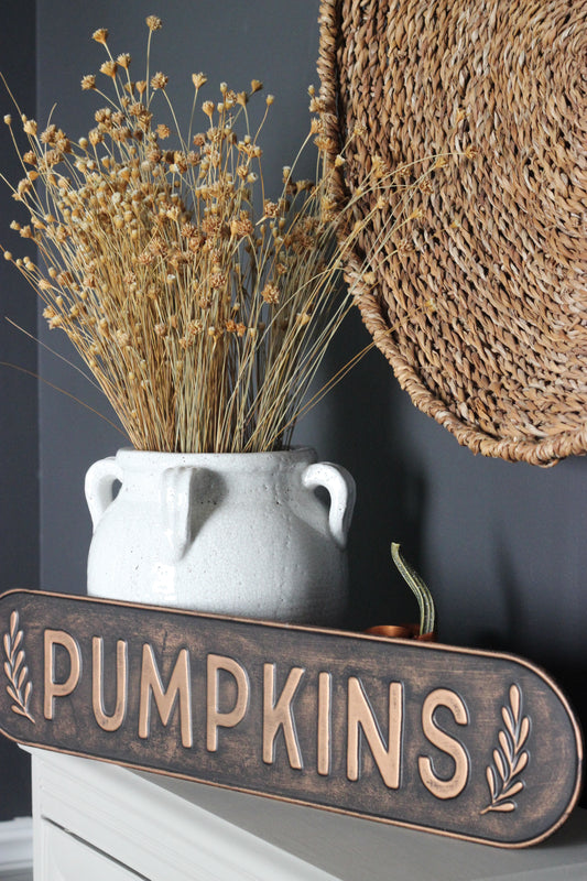 Pumpkins Brown Metal Sign