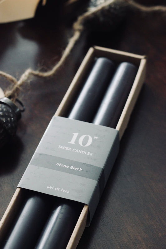 Stone Black Taper Candles | Set of 2