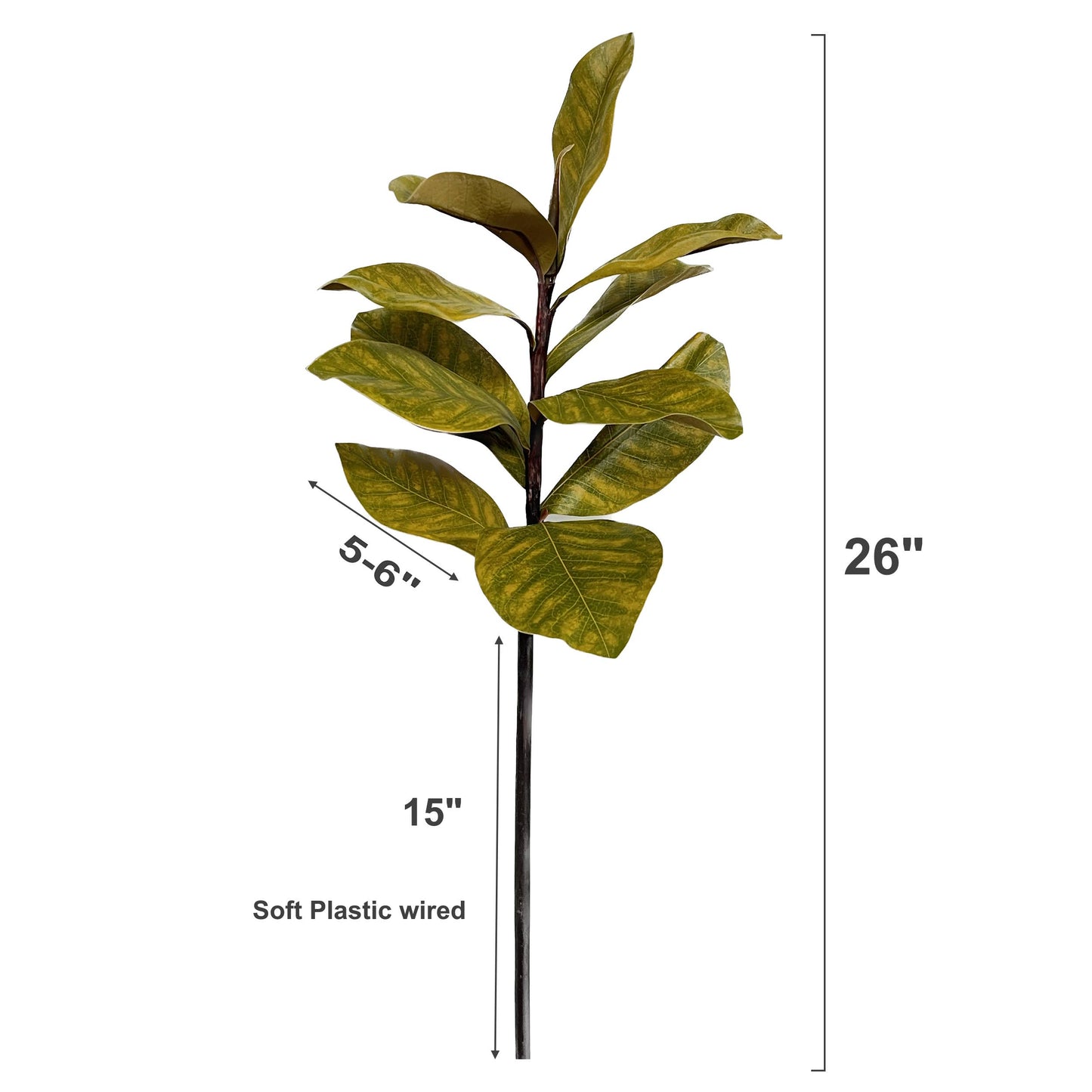 27" Real touch Magnolia Leaf Spray: Natural Green