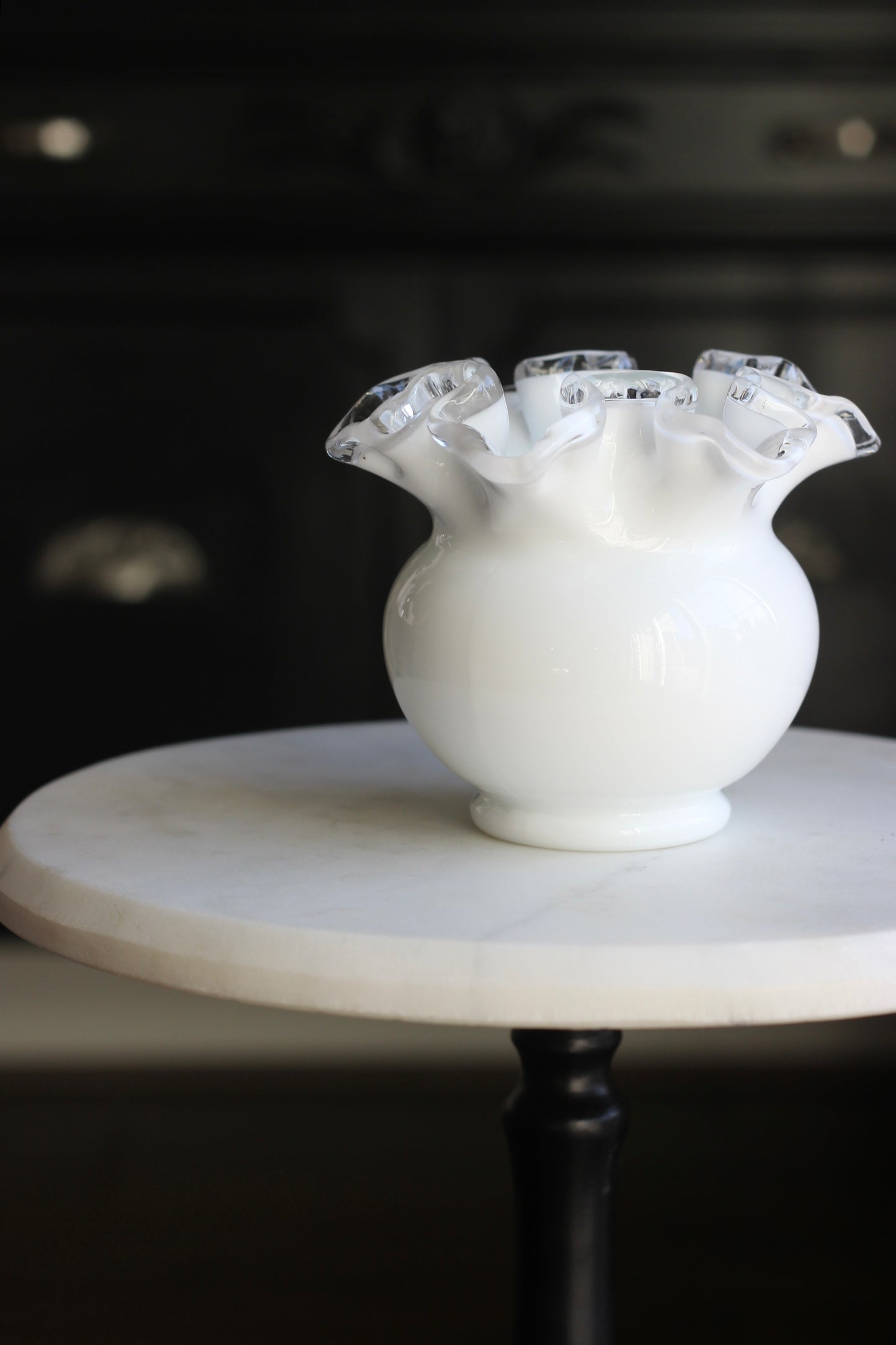Vintage | Fenton Silver Crest Milk Glass Vase
