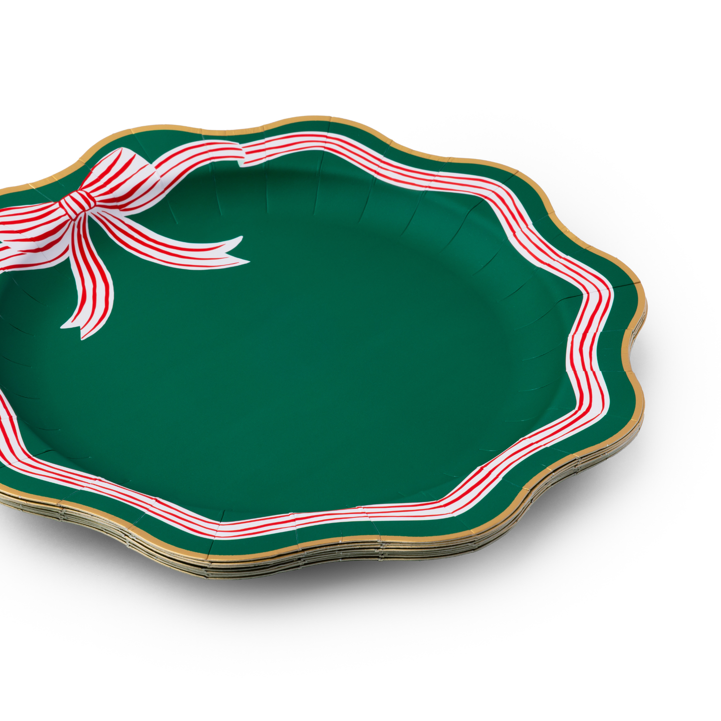 Green & Peppermint Bow Dinner Plates