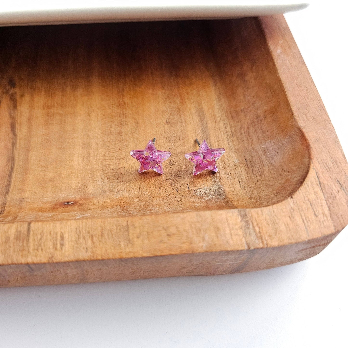 Star Studs - Pink Glitter