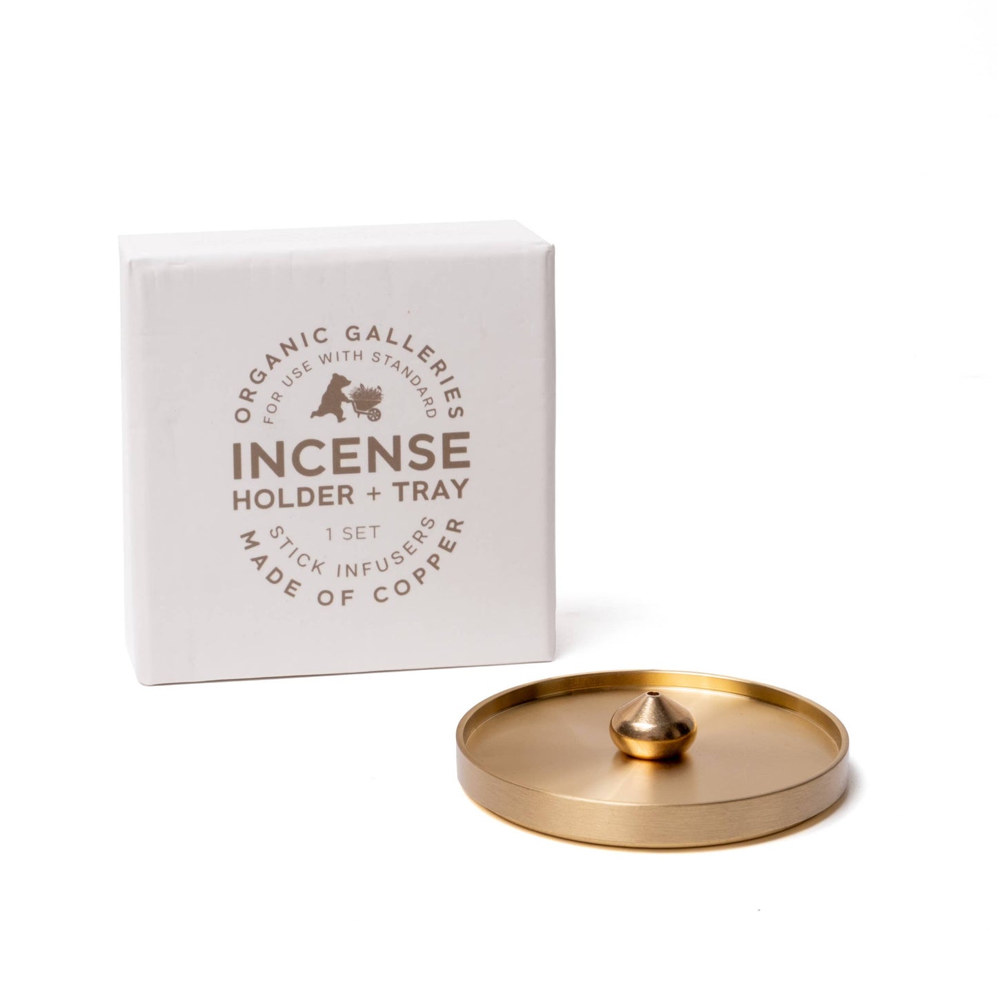 Copper Incense Holder + Tray Set