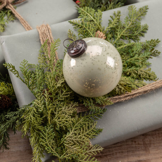 4" WHITE KUGEL ORNAMENT