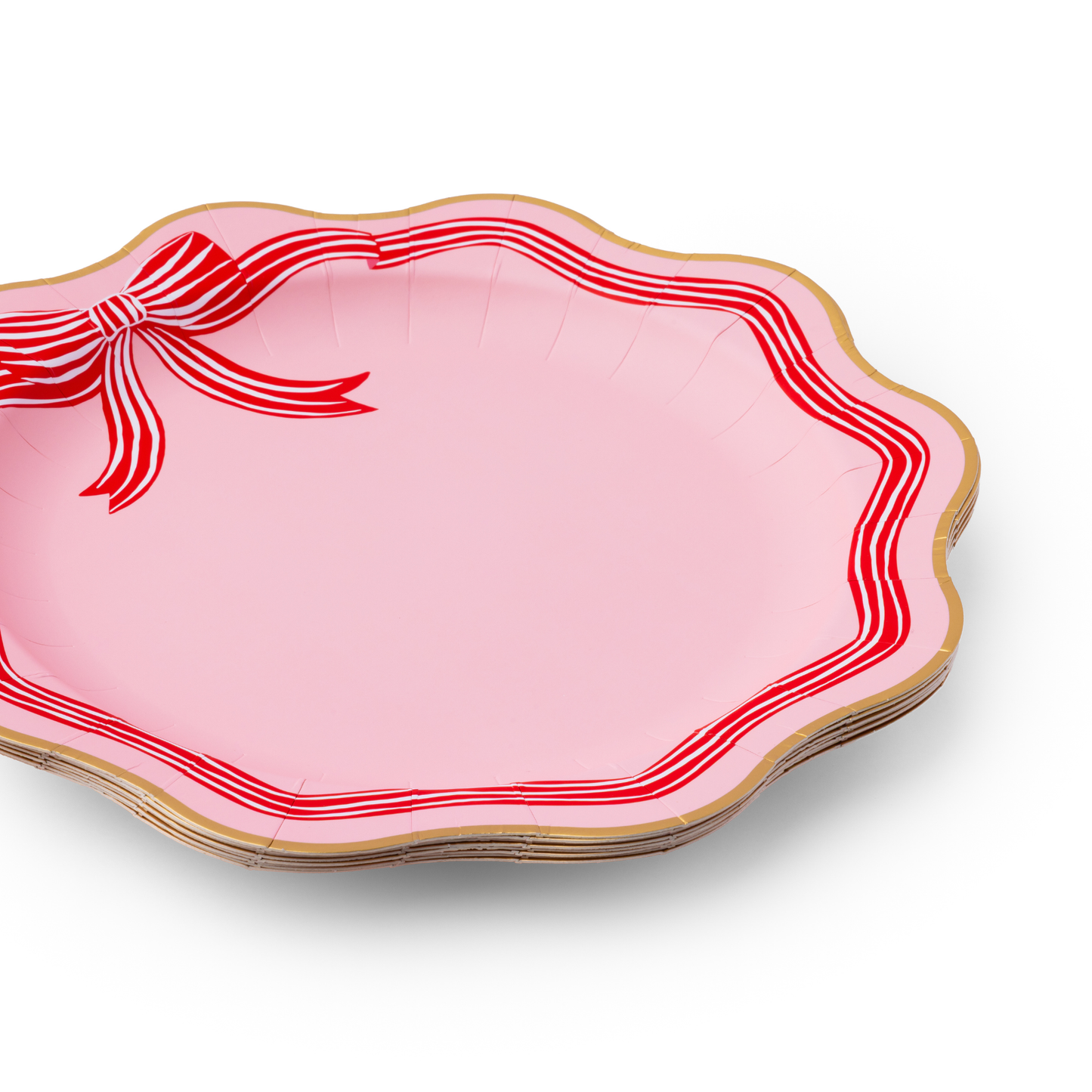 Pink Peppermint Bow Dinner Plates