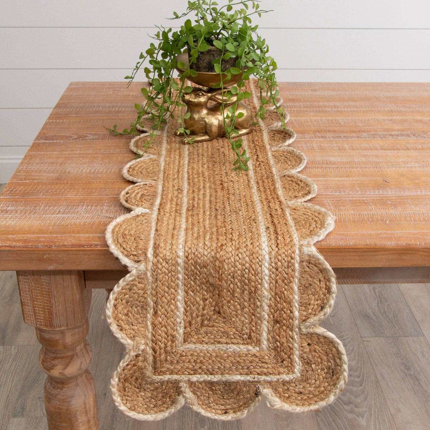 Handmade Scalloped Jute Table Runner