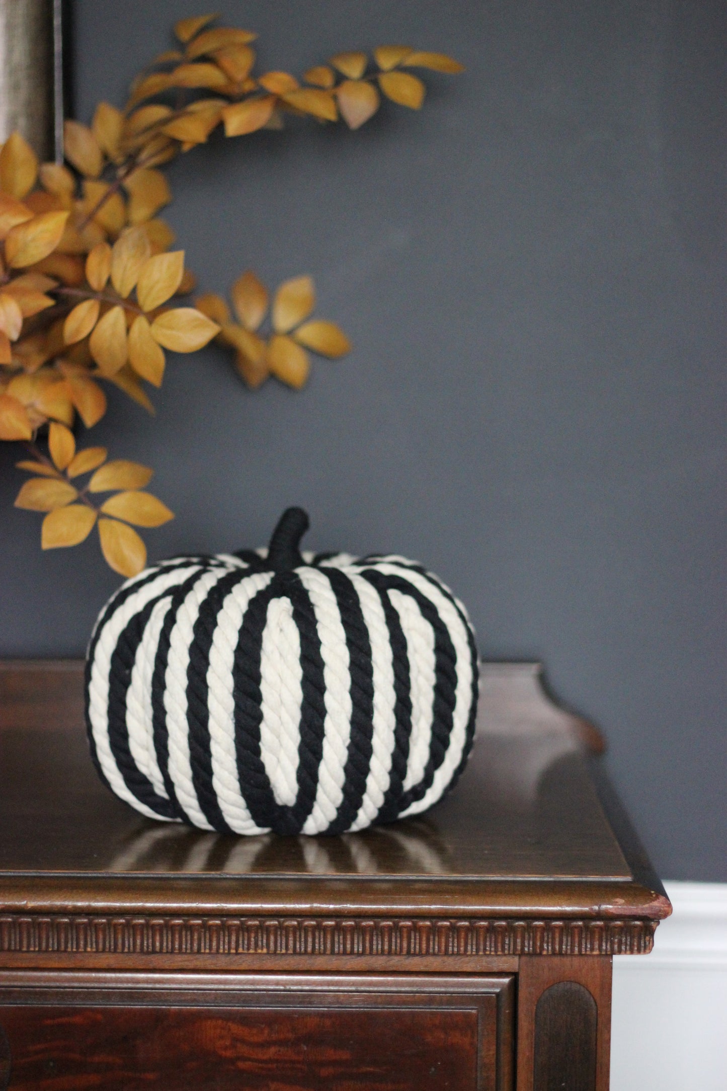 Pumpkin | Handcrafted Black & Cream Stripe | Halloween