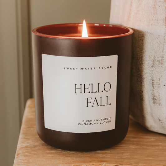 Hello Fall 15 oz Candle | Matte Brown Jar
