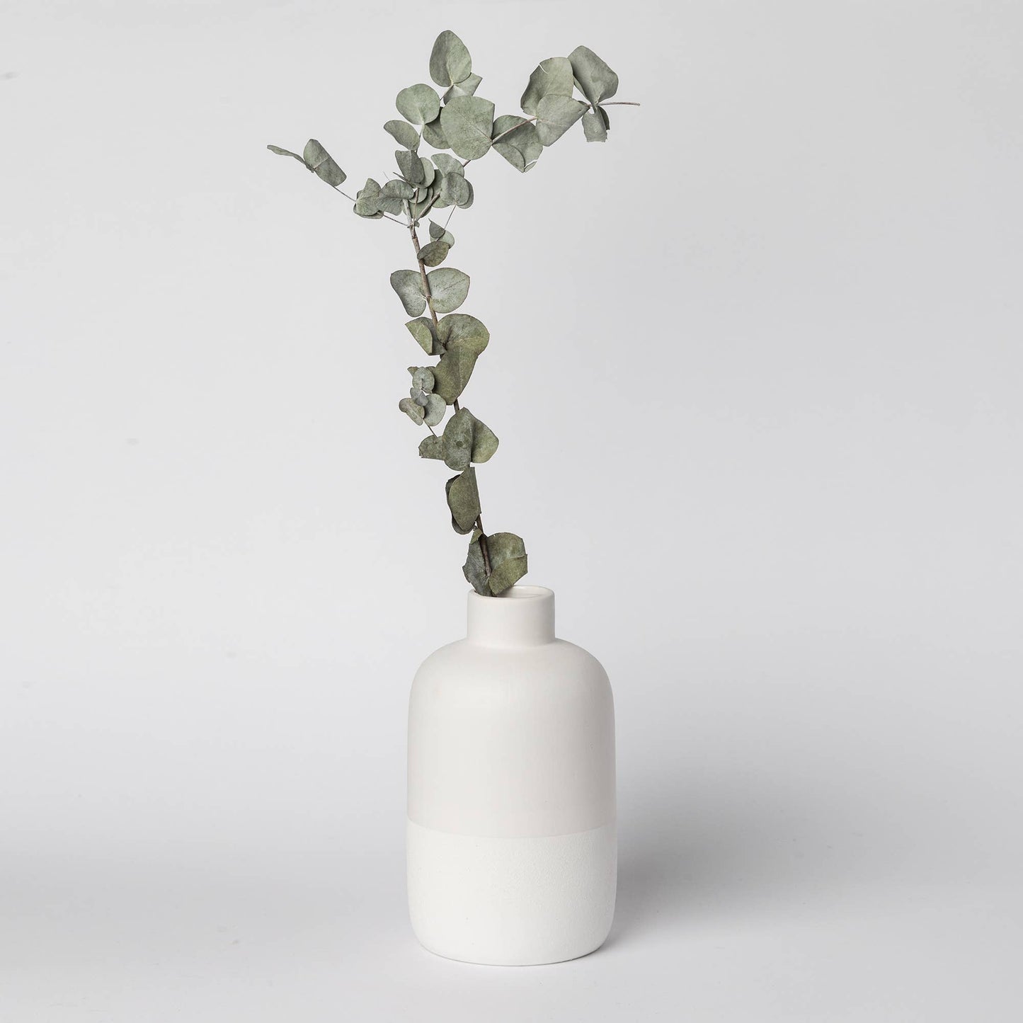 214 - Ceramic Vase: White & White