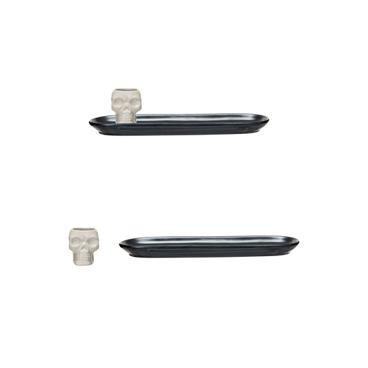 Stoneware Appetizer Dish with Skull Shaped Bowl