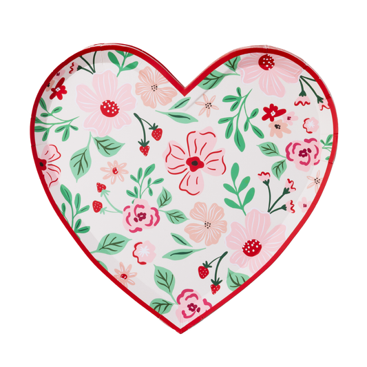 Pink & Red Floral Heart Plates