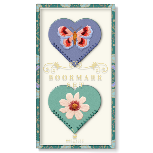 Embroidered Hearts Corner Bookmark Set of 2
