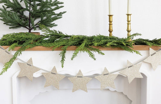 Chunky Silver Glitter Star Banner