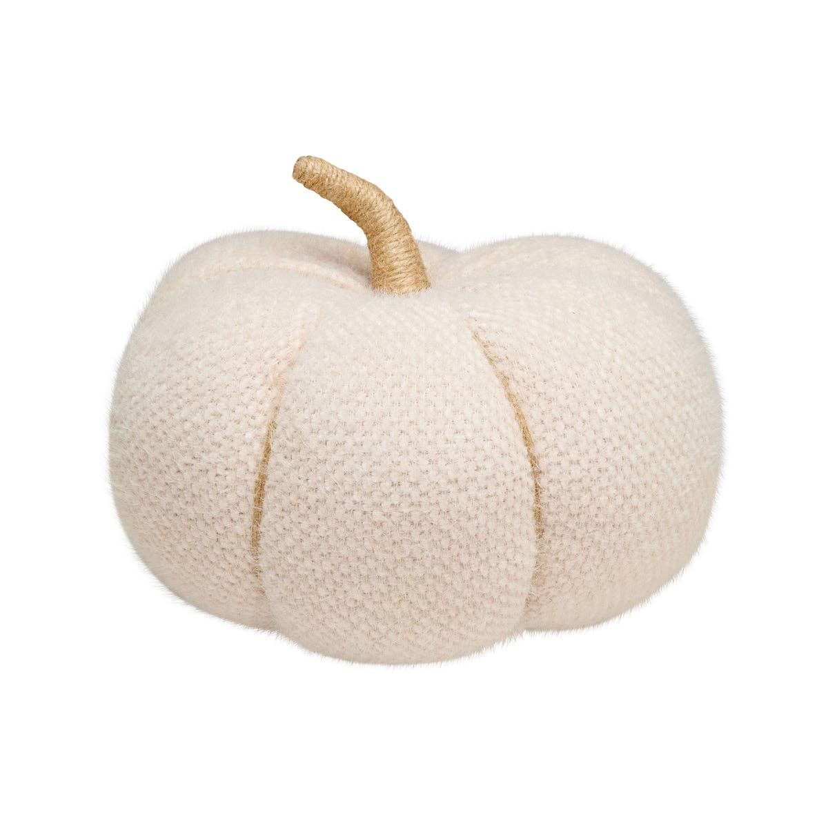 Lrg. Cream Fuzzy Fabric Pumpkin