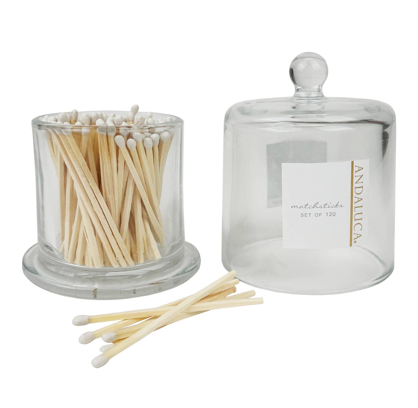 Glass Jar with Lid & 120 Wooden Matches