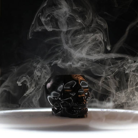 Halloween Skull Candle | Black Glass