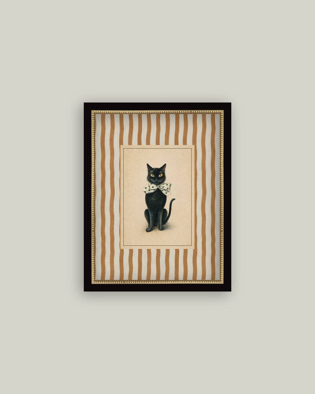 Black Cat on Stripes | Halloween Art