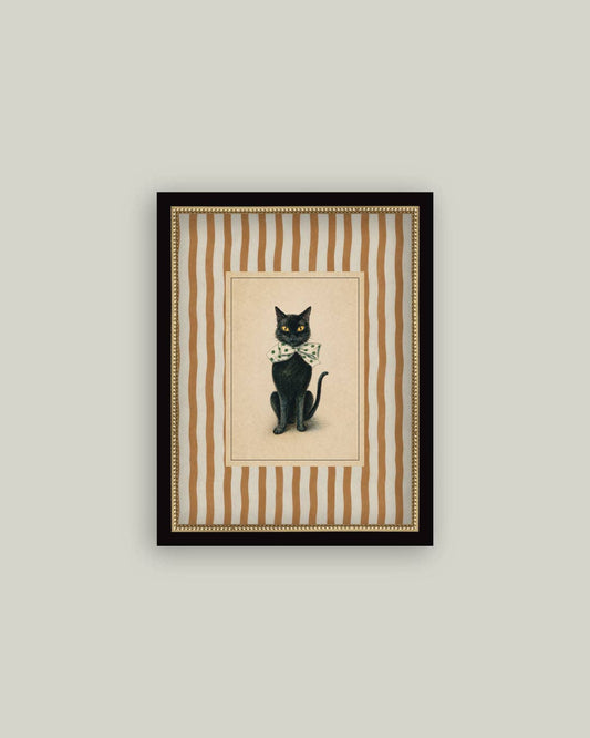 Black Cat on Stripes | Halloween Art